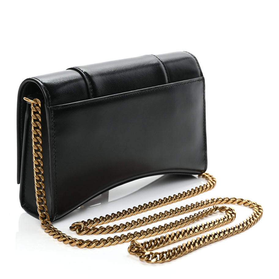 Balenciaga Shiny Box Calfskin Hourglass Chain Bag Black Image 2