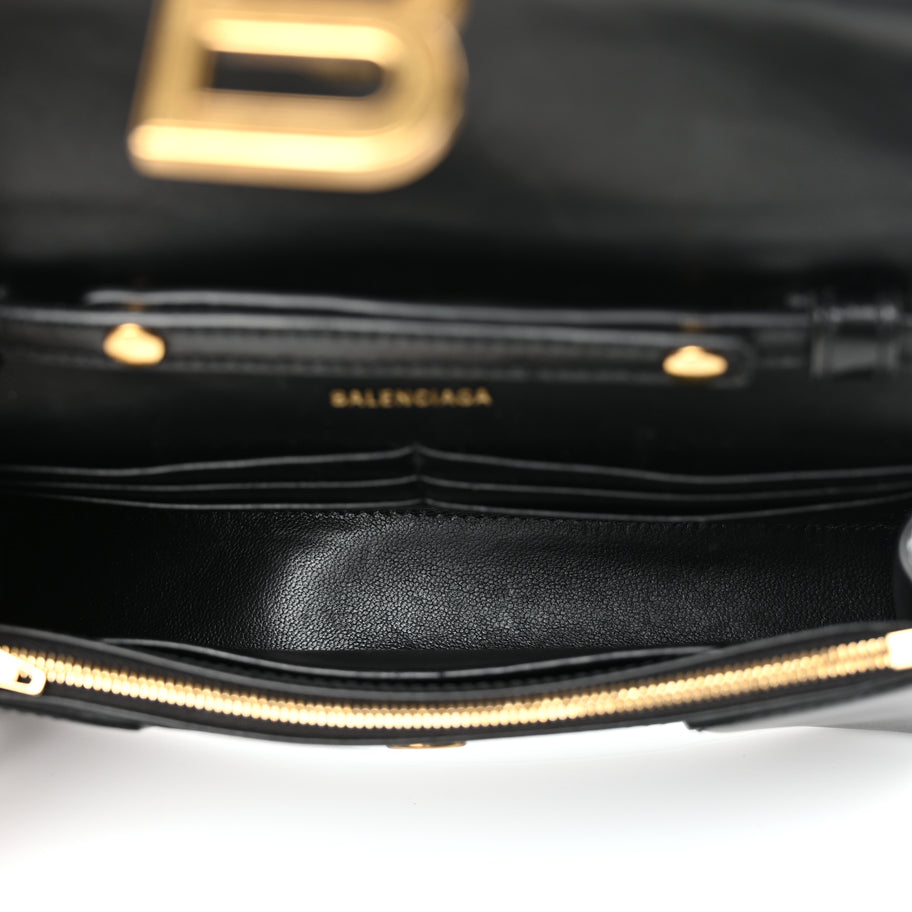 Balenciaga Shiny Box Calfskin Hourglass Chain Bag Black Image 4