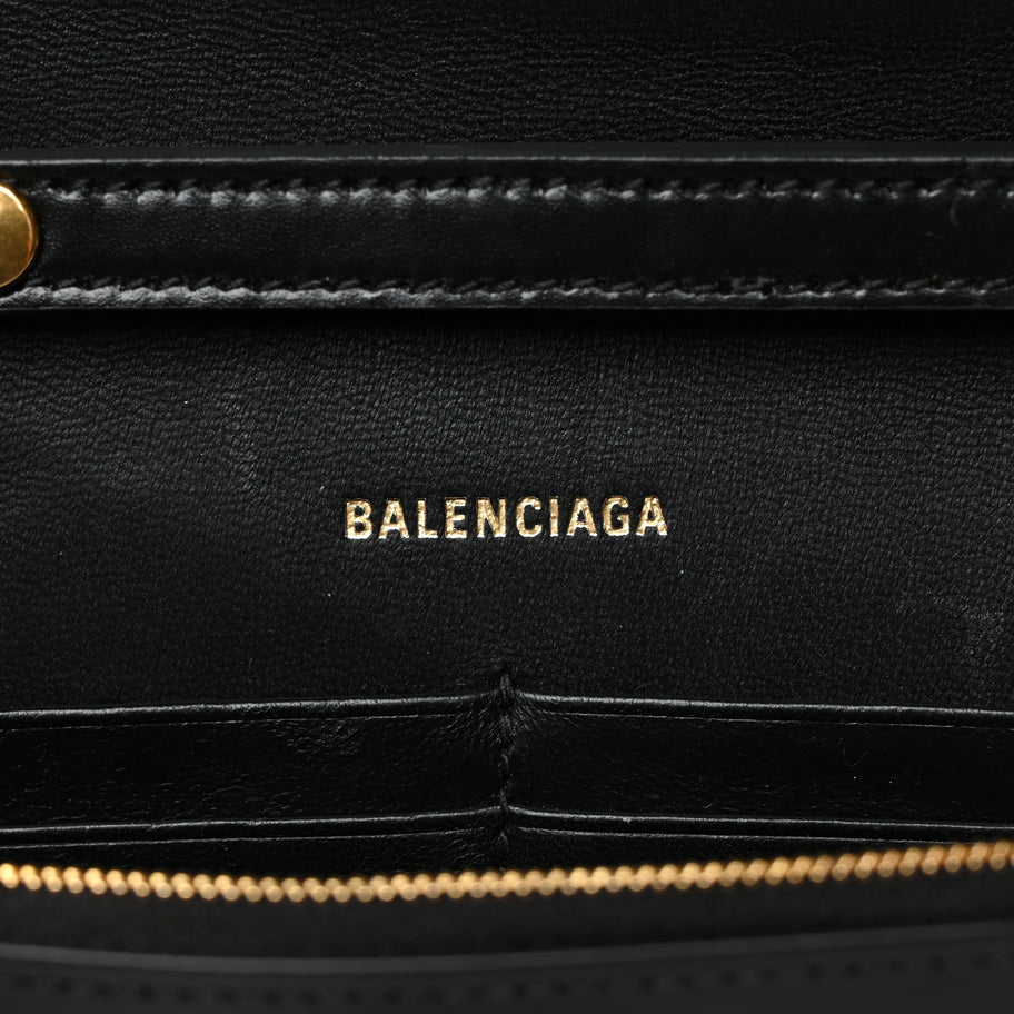 Balenciaga Shiny Box Calfskin Hourglass Chain Bag Black Image 5