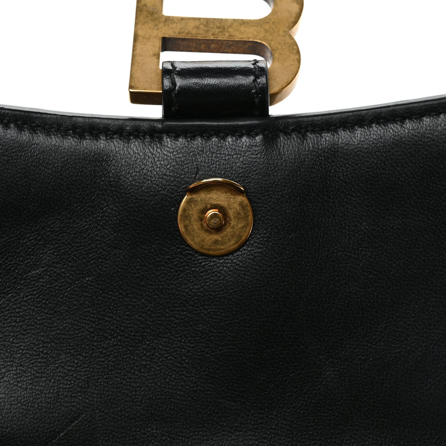 Balenciaga Shiny Box Calfskin Hourglass Chain Bag Black Image 9