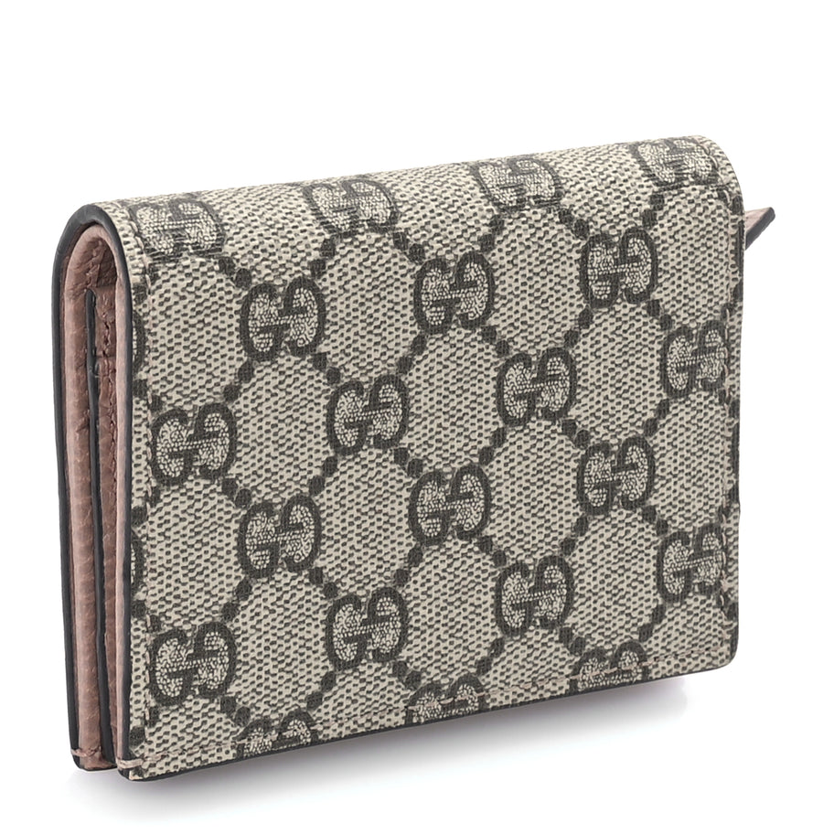 Gucci Dollar Calfskin GG Supreme Monogram GG Marmont Card Case Porcelain Rose Beige Ebony Image 2