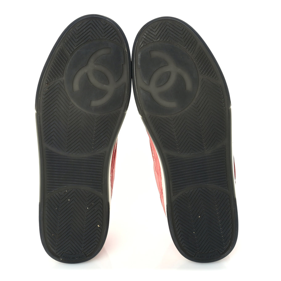 Chanel Suede Kidskin Womens CC Sneakers 39.5  White Pink Image 6