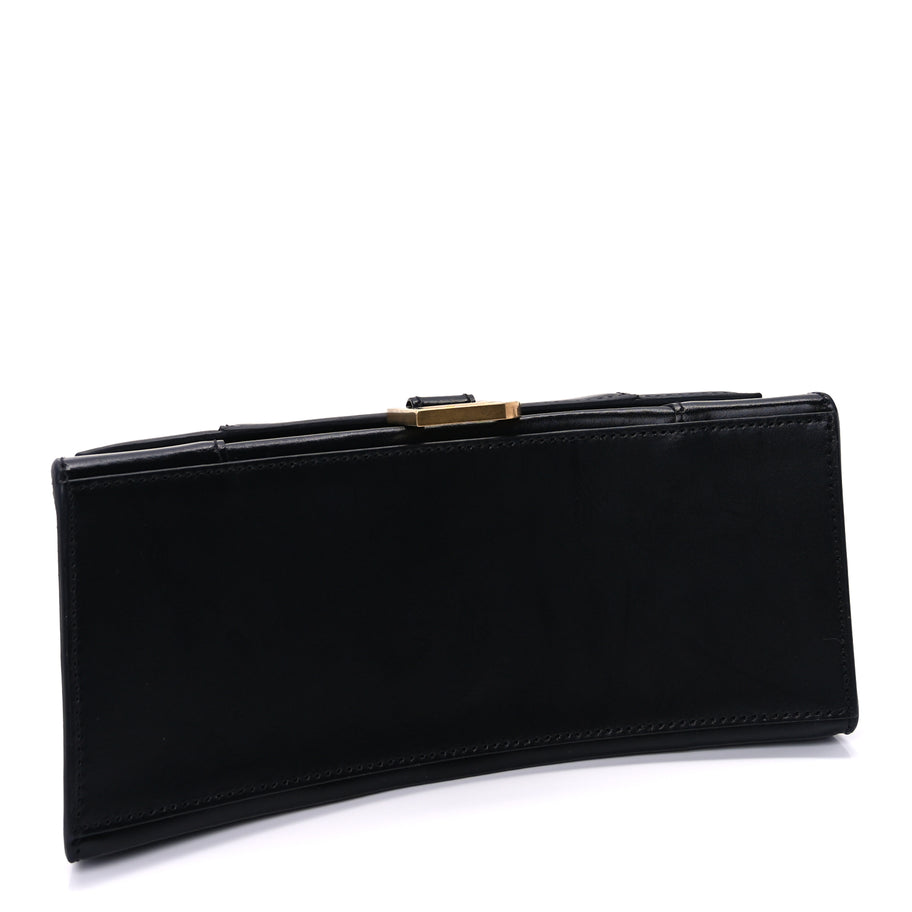 Balenciaga Shiny Box Calfskin Small Hourglass Top Handle Bag  Black Image 3