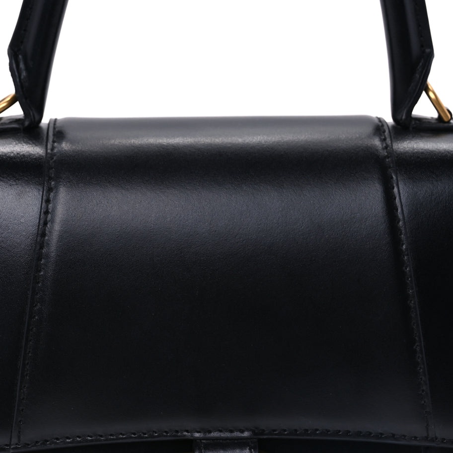 Balenciaga Shiny Box Calfskin Small Hourglass Top Handle Bag  Black Image 5