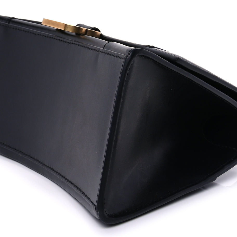 Balenciaga Shiny Box Calfskin Small Hourglass Top Handle Bag  Black Image 7