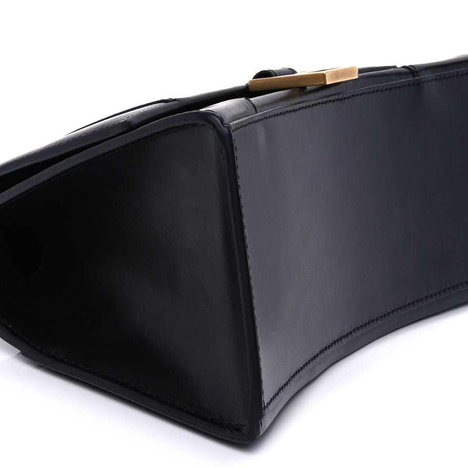 Balenciaga Shiny Box Calfskin Small Hourglass Top Handle Bag  Black Image 8