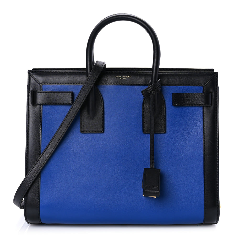 Saint Laurent Calfskin Bi-Color Small Sac De Jour  Royal Blue Black Image 1