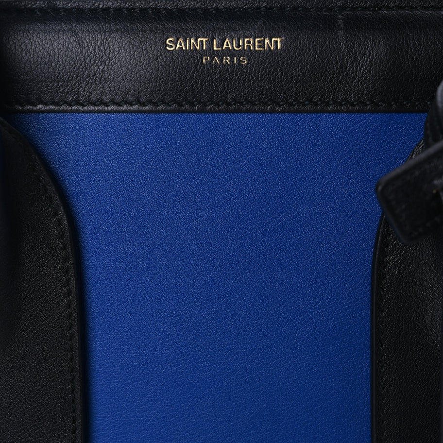 Saint Laurent Calfskin Bi-Color Small Sac De Jour  Royal Blue Black Image 6