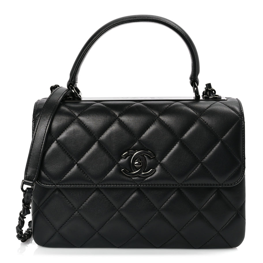 Chanel Lambskin Quilted Small Trendy CC Dual Handle Flap Bag So Black Image 1