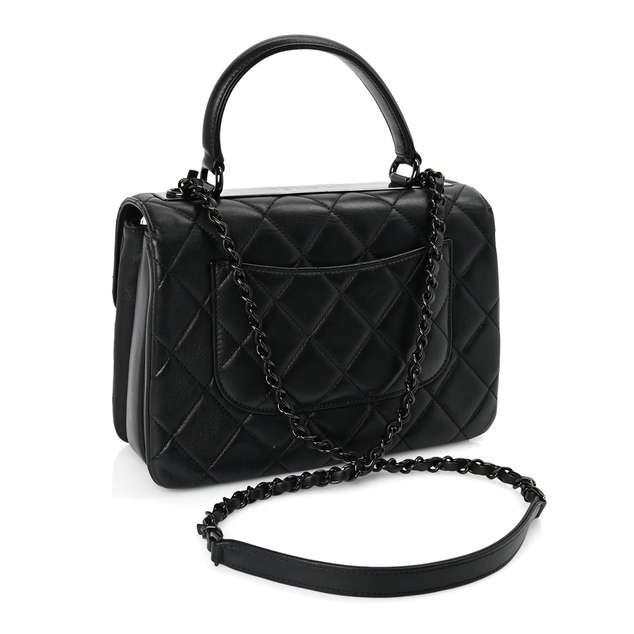 Chanel Lambskin Quilted Small Trendy CC Dual Handle Flap Bag So Black Image 2