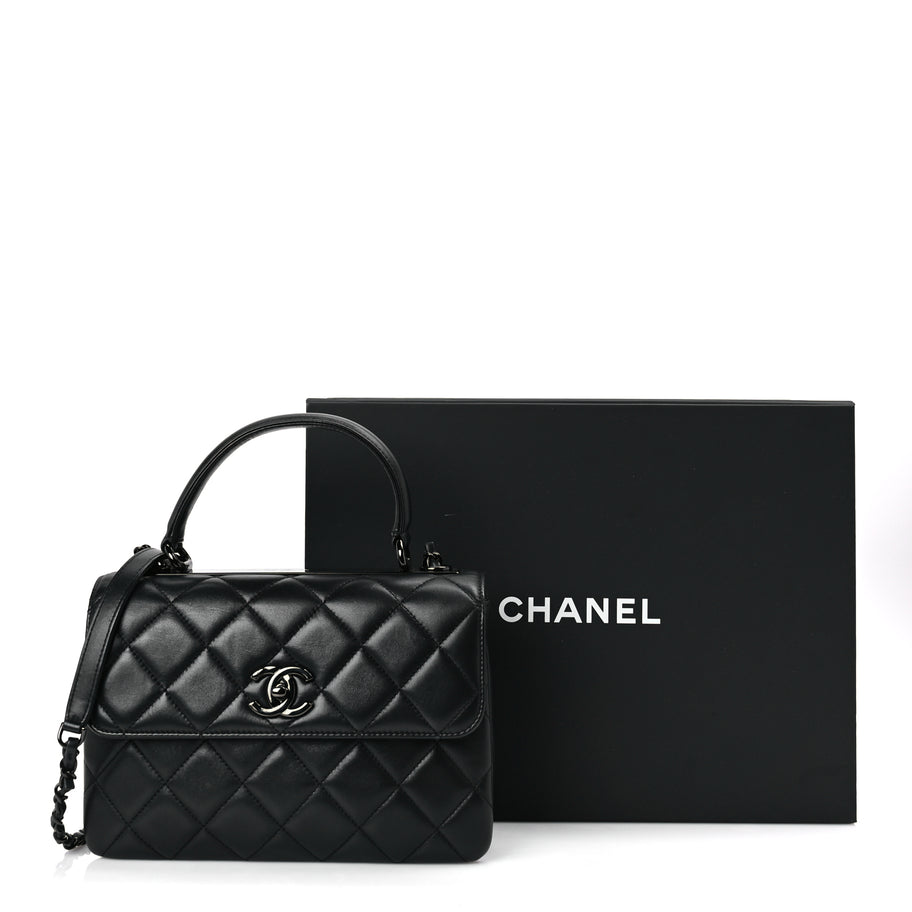 Chanel Lambskin Quilted Small Trendy CC Dual Handle Flap Bag So Black Image 9