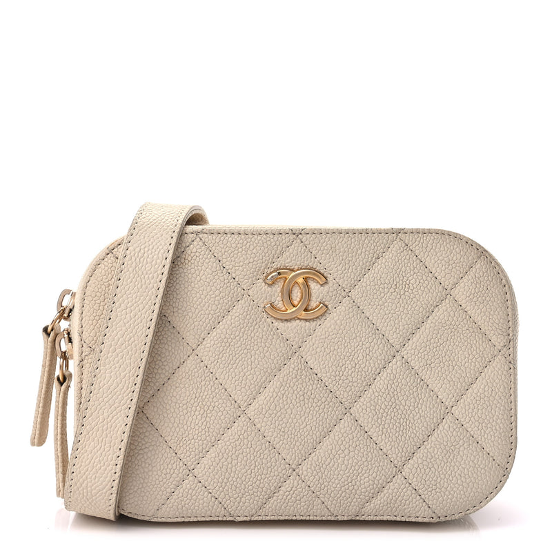  Chanel Caviar Quilted Flap Waist Bag  White
