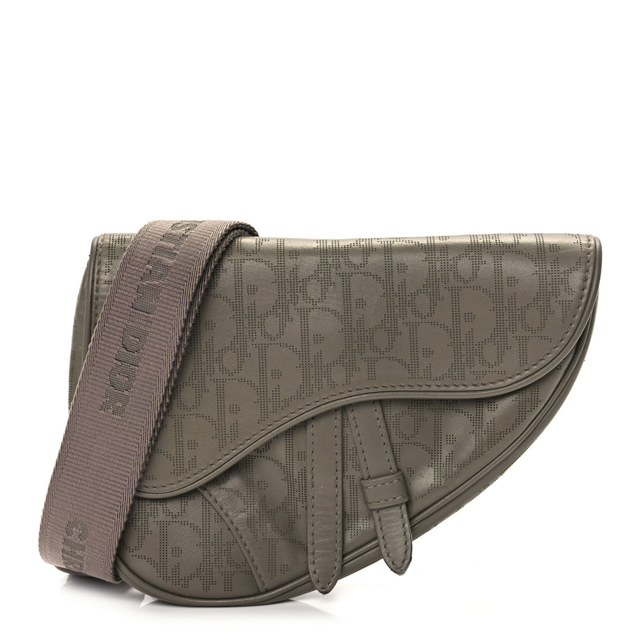 Christian Dior Calfskin Oblique Galaxy Perforated Mens Mini Saddle Bag Marron Image 1