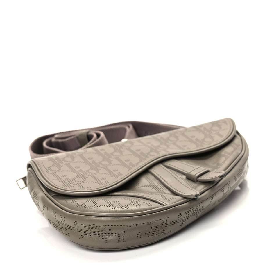 Christian Dior Calfskin Oblique Galaxy Perforated Mens Mini Saddle Bag Marron Image 3