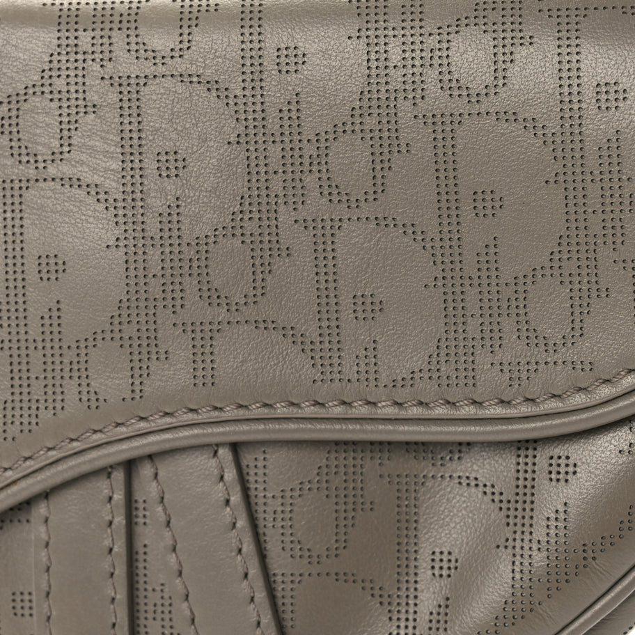 Christian Dior Calfskin Oblique Galaxy Perforated Mens Mini Saddle Bag Marron Image 7