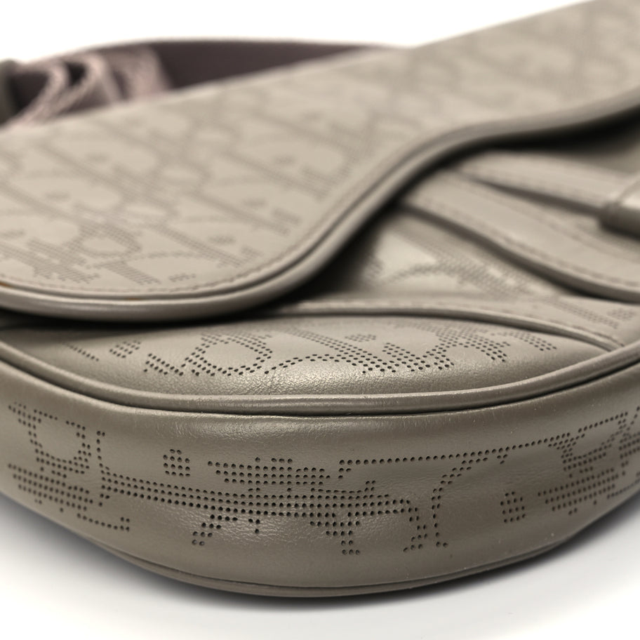 Christian Dior Calfskin Oblique Galaxy Perforated Mens Mini Saddle Bag Marron Image 8