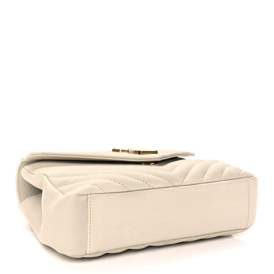 Saint Laurent Sheepskin Matelasse Chevron Monogram Medium College Bag Crema Soft Image 3