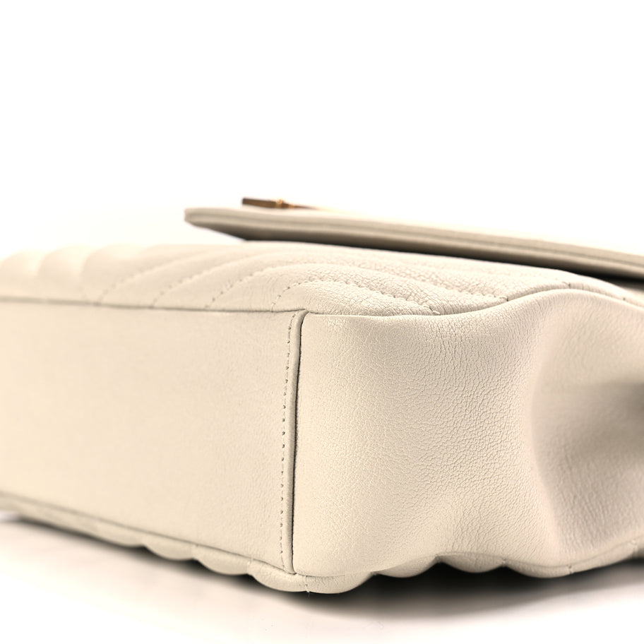 Saint Laurent Sheepskin Matelasse Chevron Monogram Medium College Bag Crema Soft Image 8