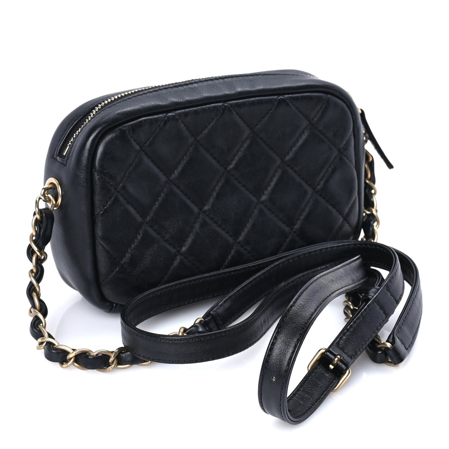 Chanel Lambskin Quilted Small Buckle Camera Case Bag  Black Image 2