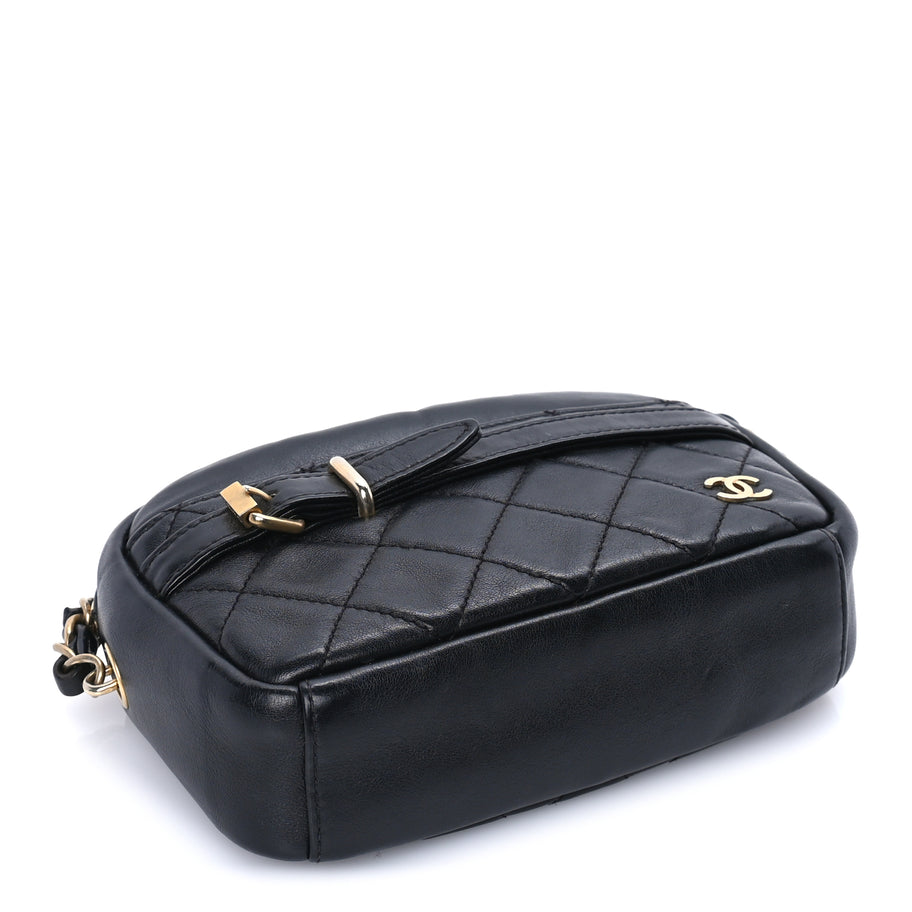 Chanel Lambskin Quilted Small Buckle Camera Case Bag  Black Image 3
