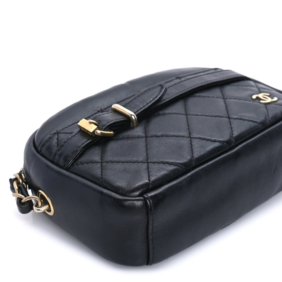 Chanel Lambskin Quilted Small Buckle Camera Case Bag  Black Image 8