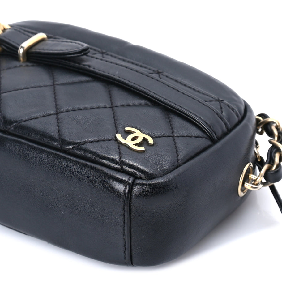 Chanel Lambskin Quilted Small Buckle Camera Case Bag  Black Image 9