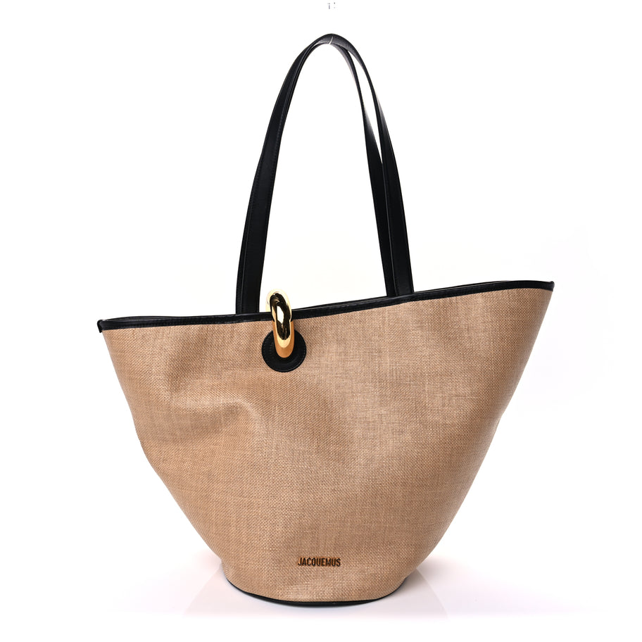 Jacquemus Raffia Calfskin The Bambola Ivory Black Image 1