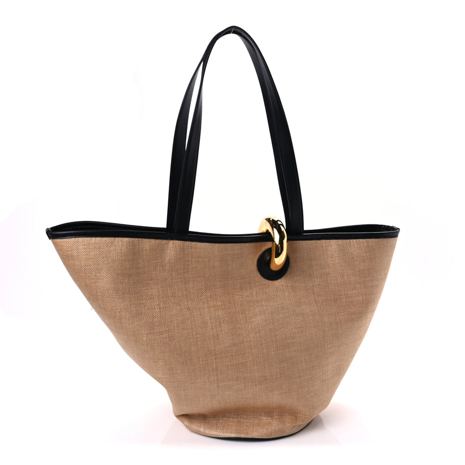 Jacquemus Raffia Calfskin The Bambola Ivory Black Image 2