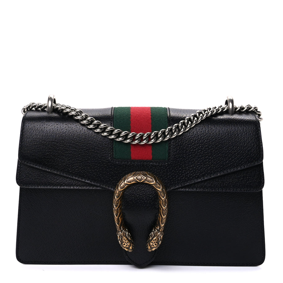 Gucci Calfskin Web Small Dionysus Shoulder Bag  Black Image 1