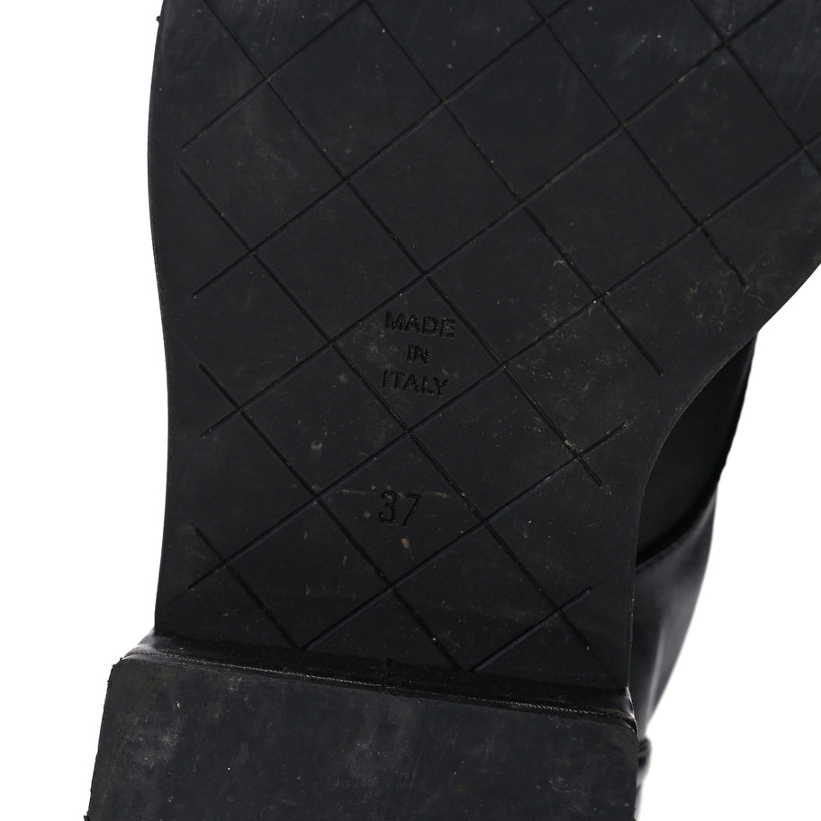 Chanel Lambskin Quilted Lace Up Combat Boots 37 Black Image 6