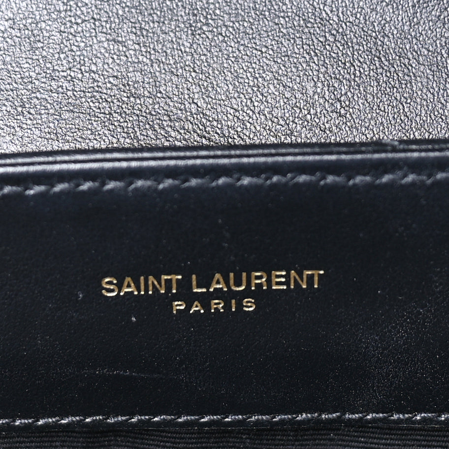 Saint Laurent Calfskin Y Quilted Monogram Small Loulou Chain Satchel  Black Image 5