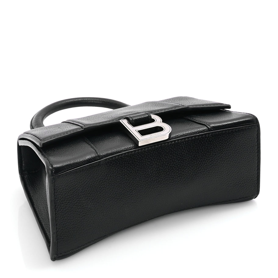 Balenciaga Grained Calfskin Hourglass Top Handle Bag XS Black Image 3