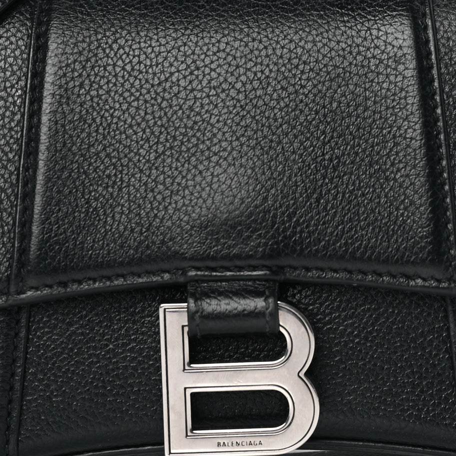 Balenciaga Grained Calfskin Hourglass Top Handle Bag XS Black Image 6