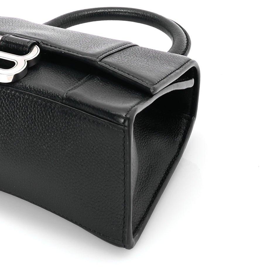 Balenciaga Grained Calfskin Hourglass Top Handle Bag XS Black Image 8