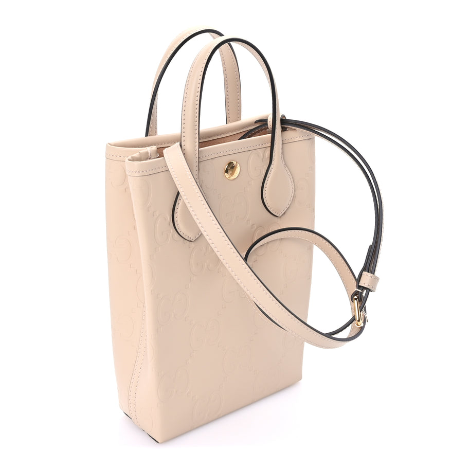 Gucci Gilbert Calfskin Jumbo GG Embossed Mini Tote Bag  Beige Image 2
