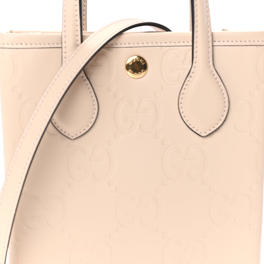 Gucci Gilbert Calfskin Jumbo GG Embossed Mini Tote Bag  Beige Image 6