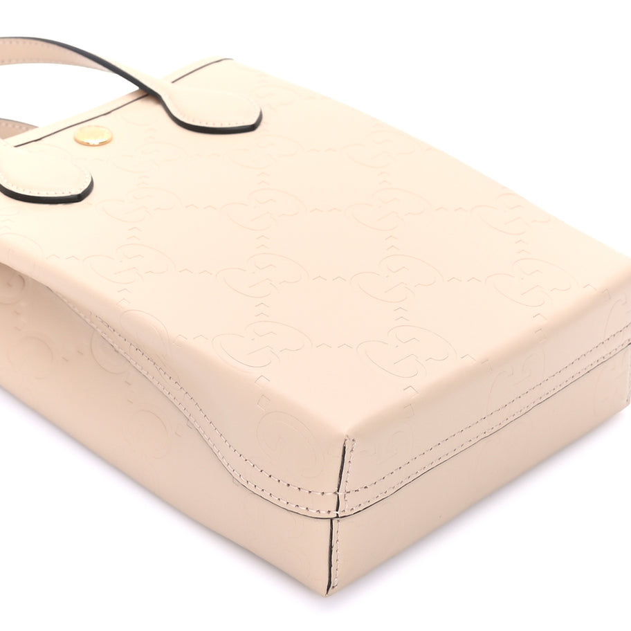 Gucci Gilbert Calfskin Jumbo GG Embossed Mini Tote Bag  Beige Image 7