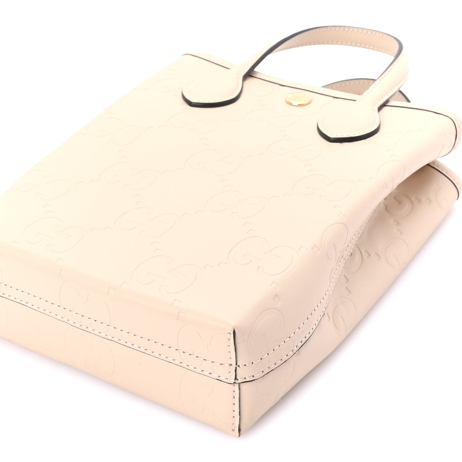 Gucci Gilbert Calfskin Jumbo GG Embossed Mini Tote Bag  Beige Image 8