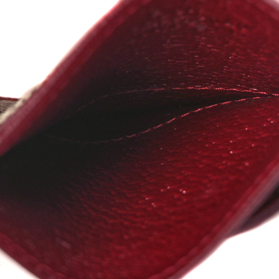 Gucci GG Supreme Monogram Textured Dollar Calfskin Ophidia Card Holder Beige Burgundy Image 6