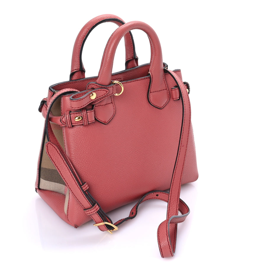 Burberry Grainy Calfskin House Check Small Banner Tote Cinnamon Red Image 2