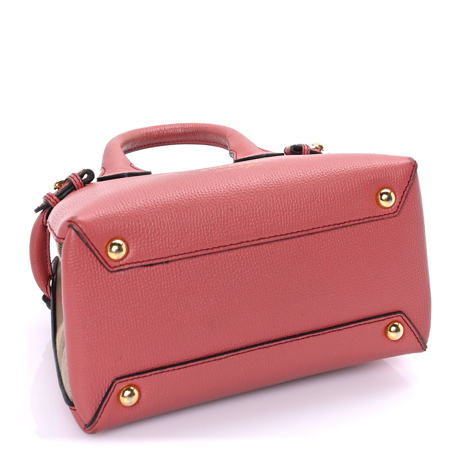 Burberry Grainy Calfskin House Check Small Banner Tote Cinnamon Red Image 3