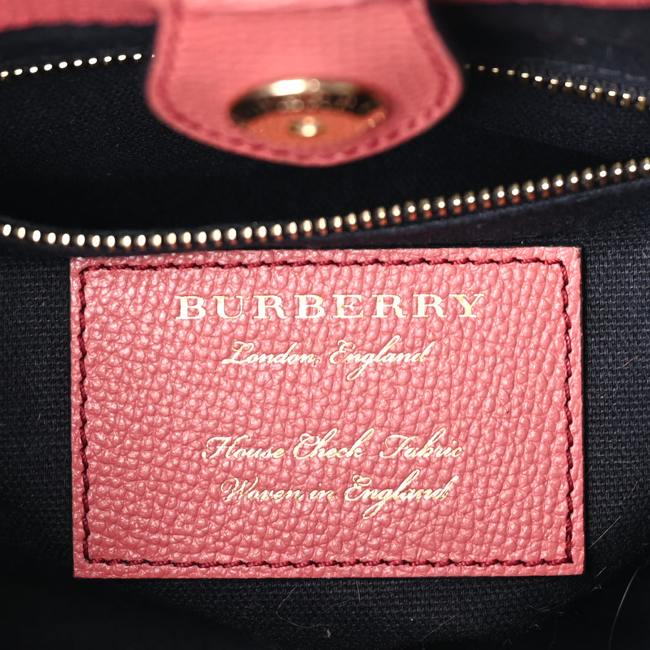 Burberry Grainy Calfskin House Check Small Banner Tote Cinnamon Red Image 5