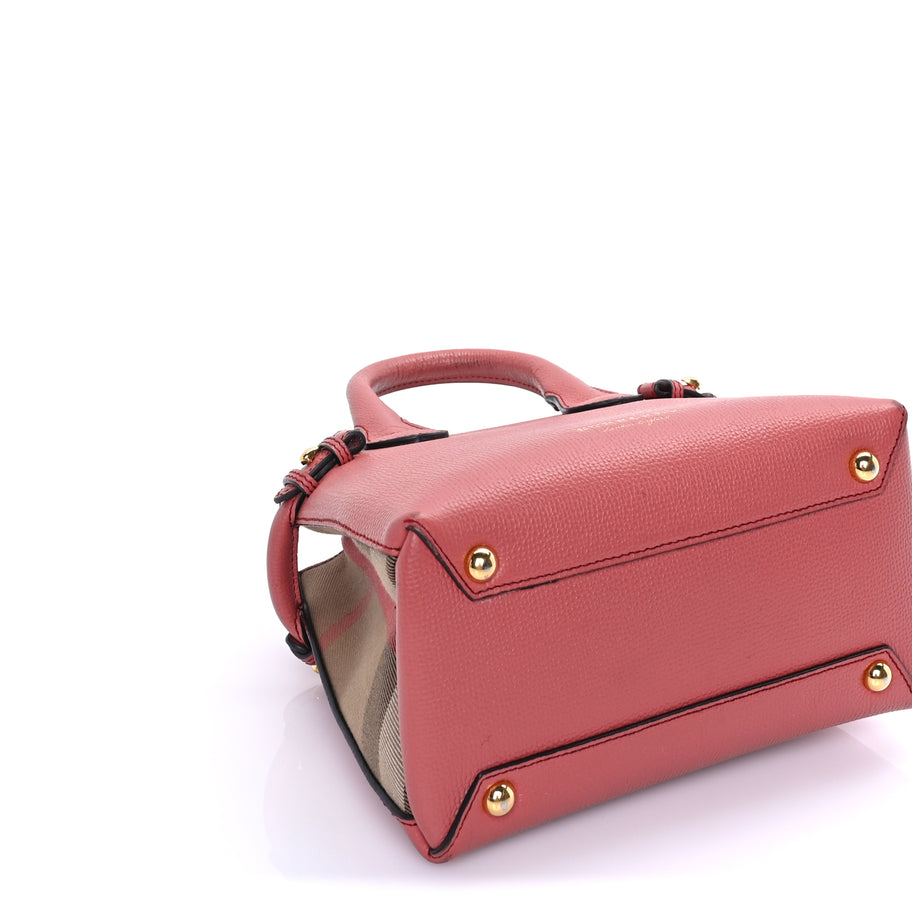 Burberry Grainy Calfskin House Check Small Banner Tote Cinnamon Red Image 7
