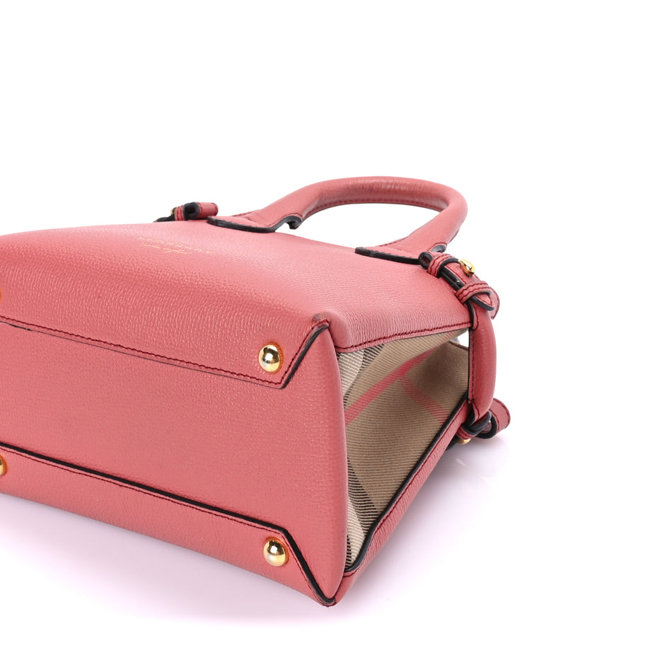 Burberry Grainy Calfskin House Check Small Banner Tote Cinnamon Red Image 8