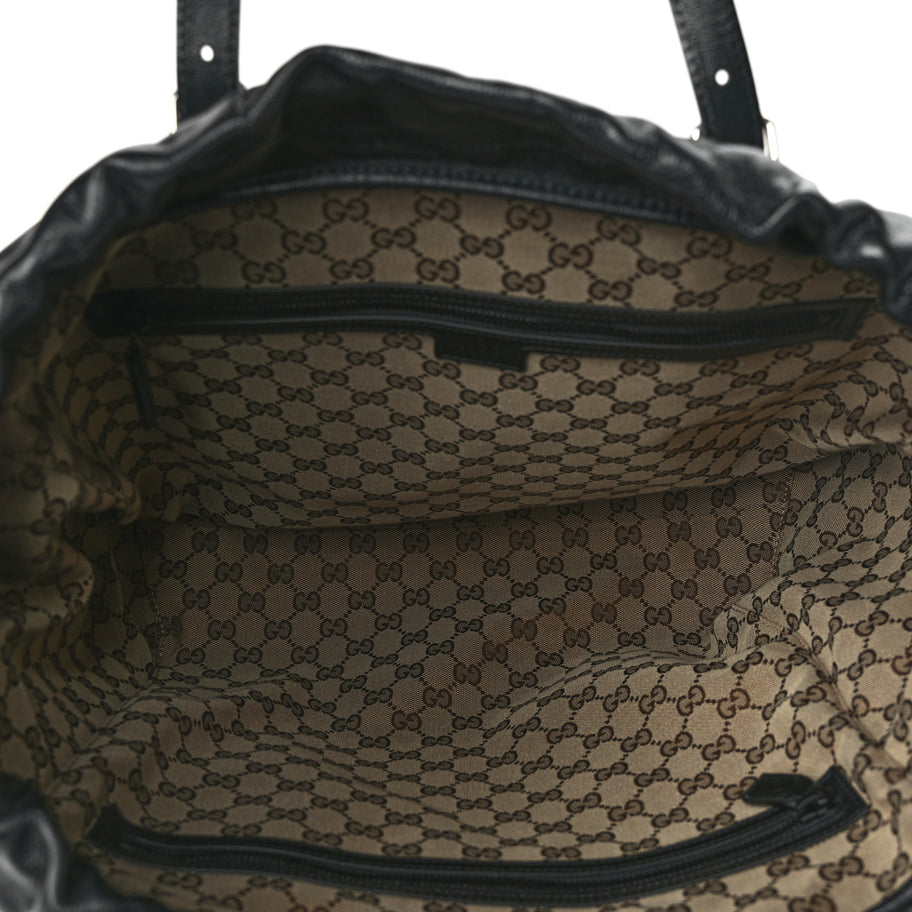 Gucci Piuma Lux Energy Monochrome Double G Drawstring Tote Black Image 4
