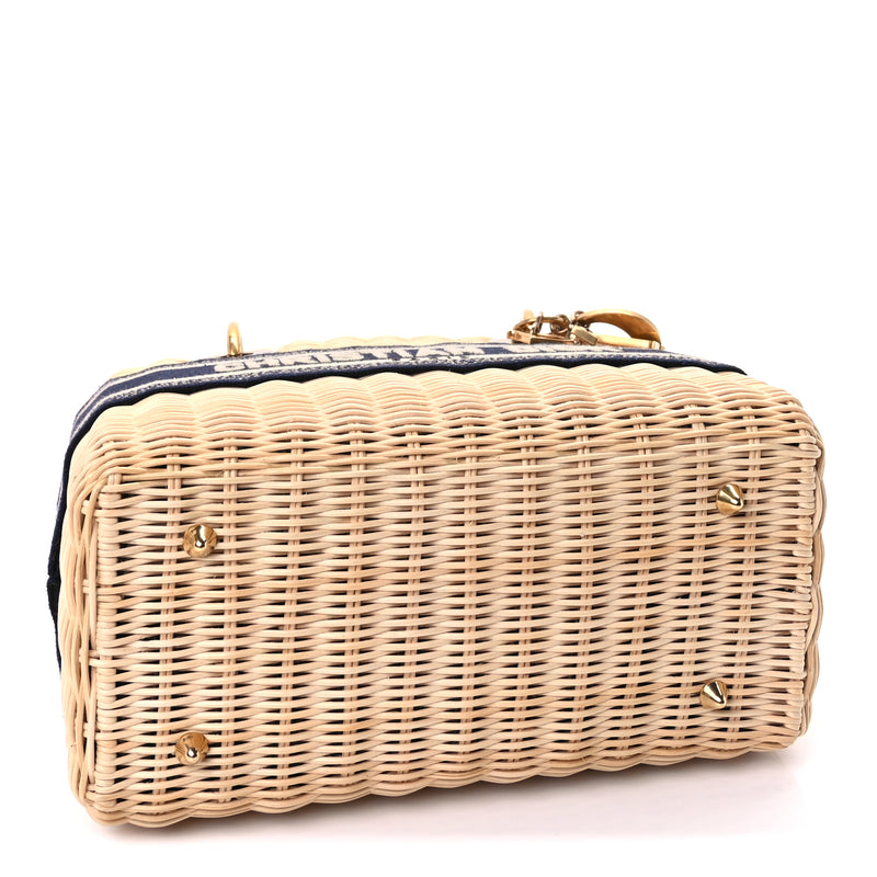  Christian Dior Wicker Oblique Medium Lady Dior Bag Blue Multicolor