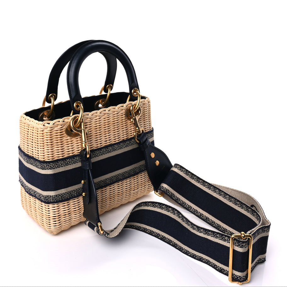 Christian Dior Wicker Oblique Medium Lady Dior Bag Blue Multicolor Image 3