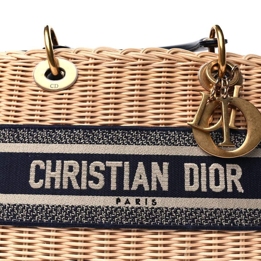 Christian Dior Wicker Oblique Medium Lady Dior Bag Blue Multicolor Image 6