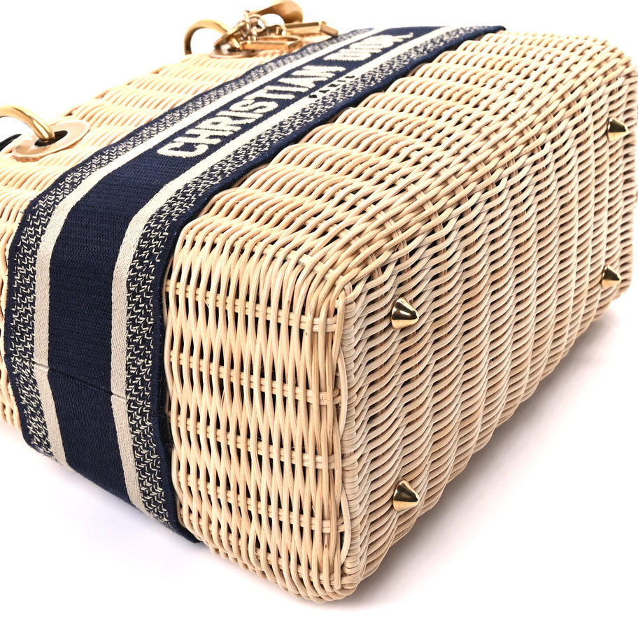 Christian Dior Wicker Oblique Medium Lady Dior Bag Blue Multicolor Image 7