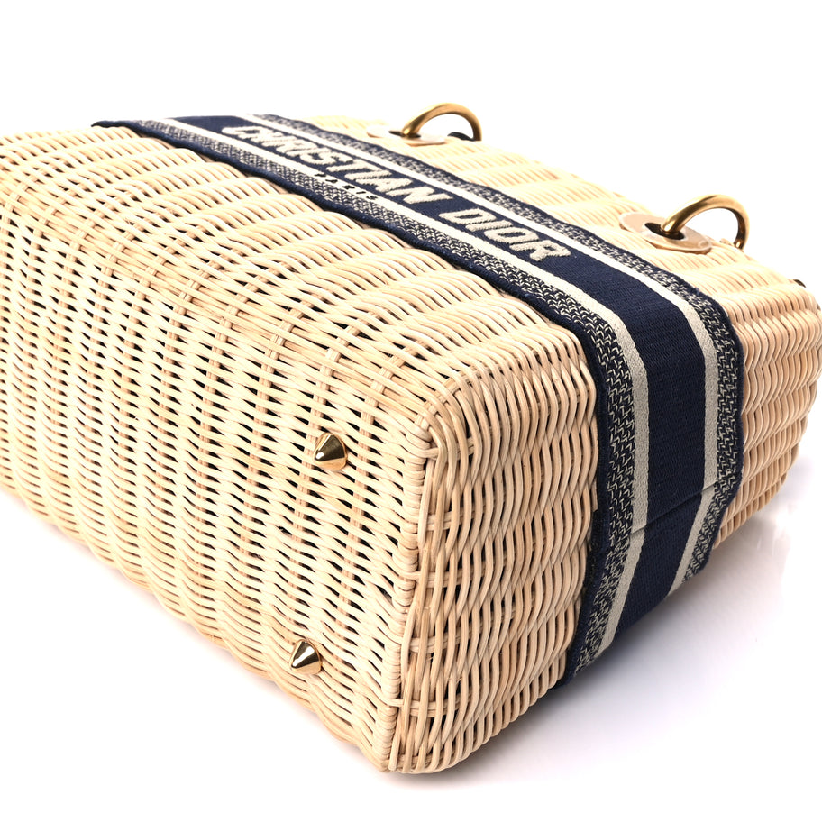 Christian Dior Wicker Oblique Medium Lady Dior Bag Blue Multicolor Image 8